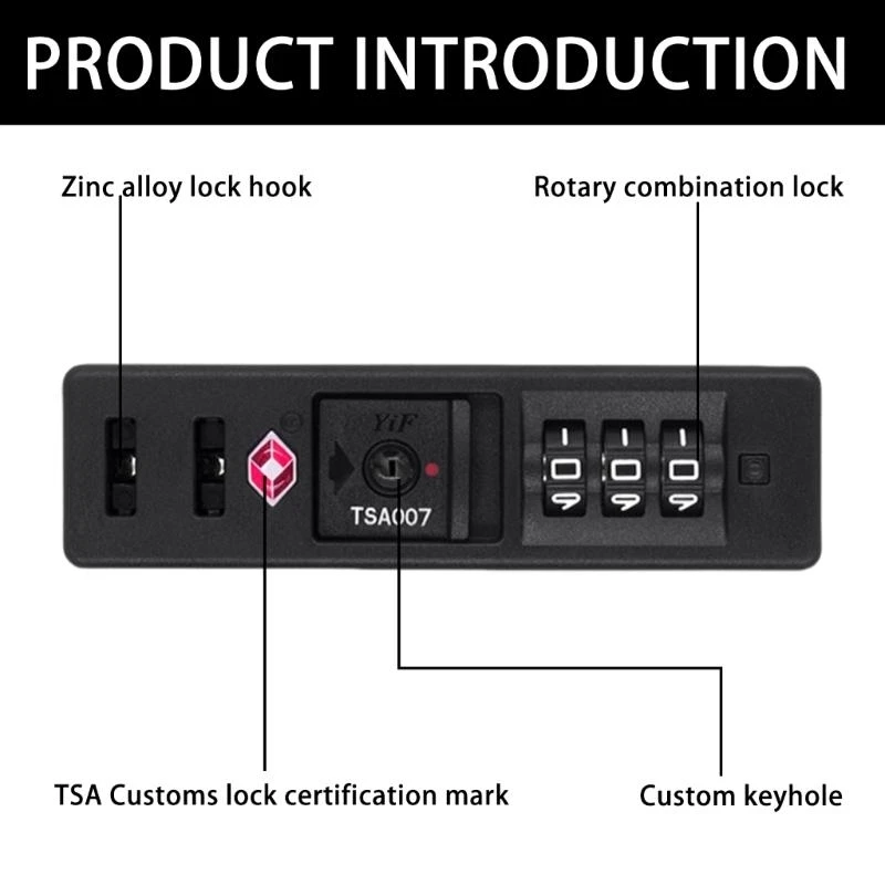 X7XC Travel Bag Luggage Lock for Suitcases Embedded Anti Theft Combination Lock 3 Digit Number Password Lock Replacement