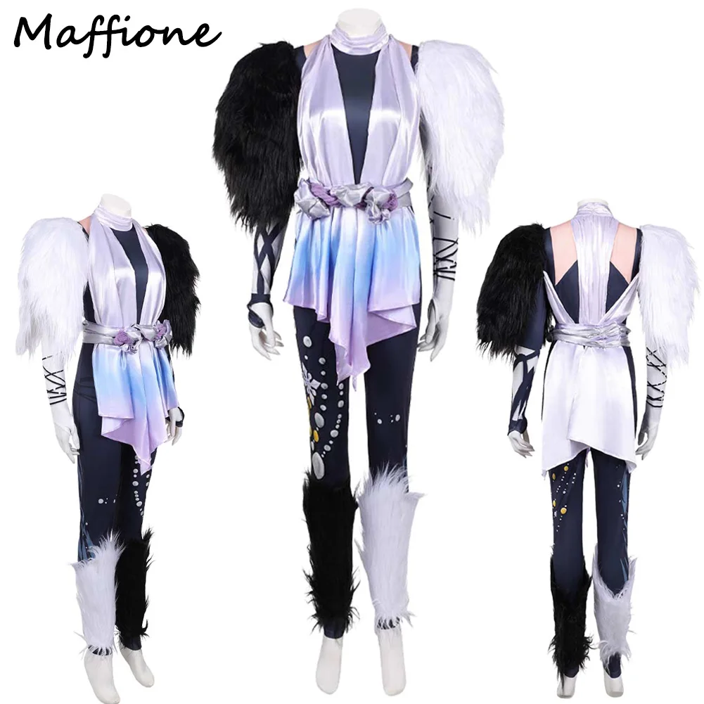 

Game Rivals Role Luna Snow Cosplay New Costume Light Purple Black Outfit Women Disguise Roleplay Dress Up Uniform Halloween Suit