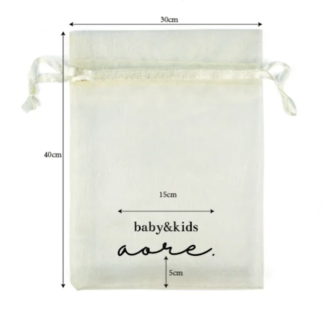 

100 PCS Customised Logo 30x40cm Beige Organza Bags Drawstring Gift Pouches Hot Printing With White Letters Logo