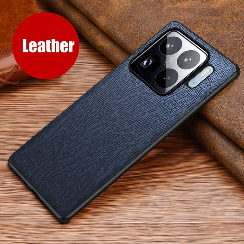 

Wood Texture Leather Soft Phone Bumper Case For Xiaomi 15S Pro Protection Back Phone Cover For Xiaomi 15 14 Pro TPU Frame Shell