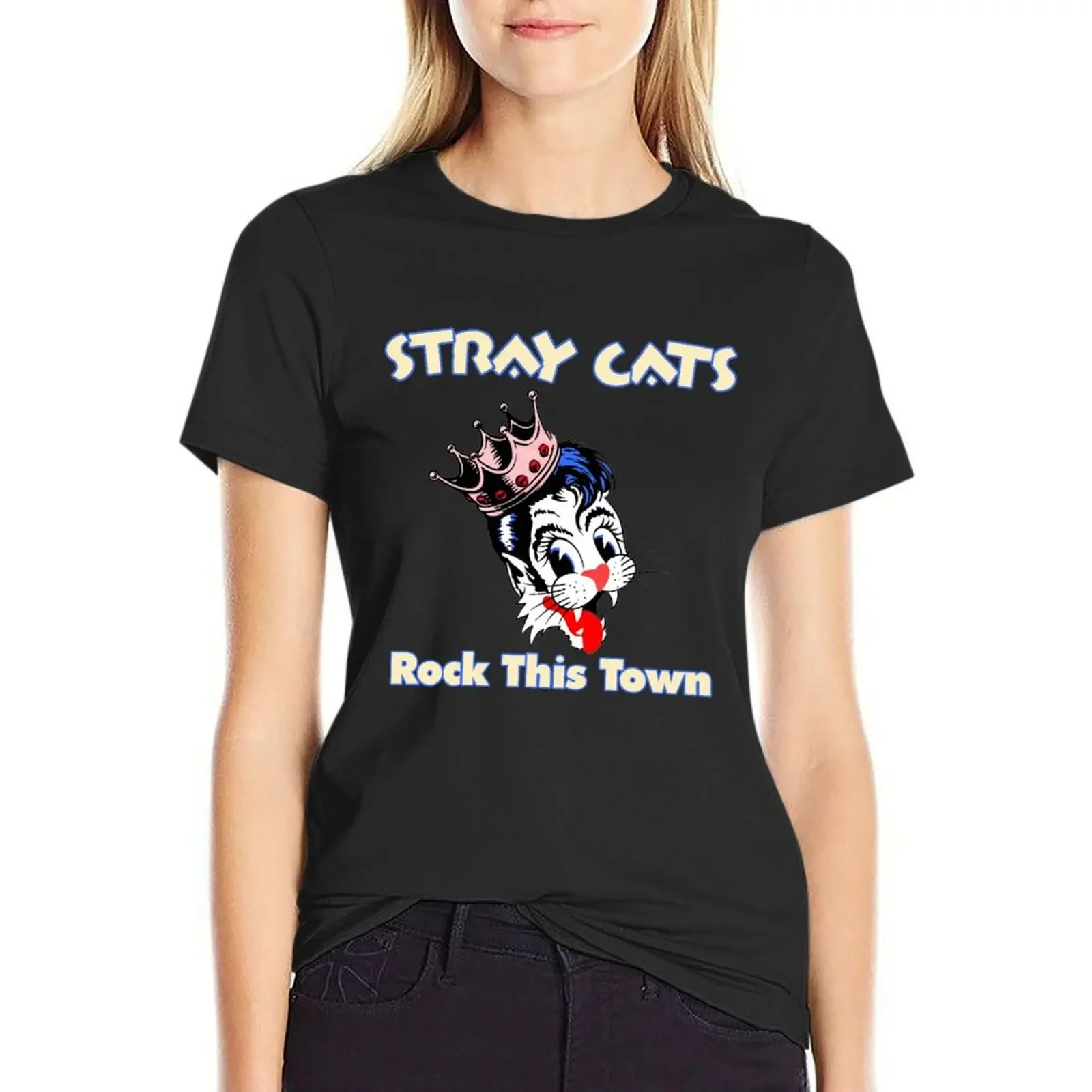 

Stray Cats King Crown Rock This Town T-Shirt vintage sublime tops shirts graphic tees white t-shirt dress for Women sexy