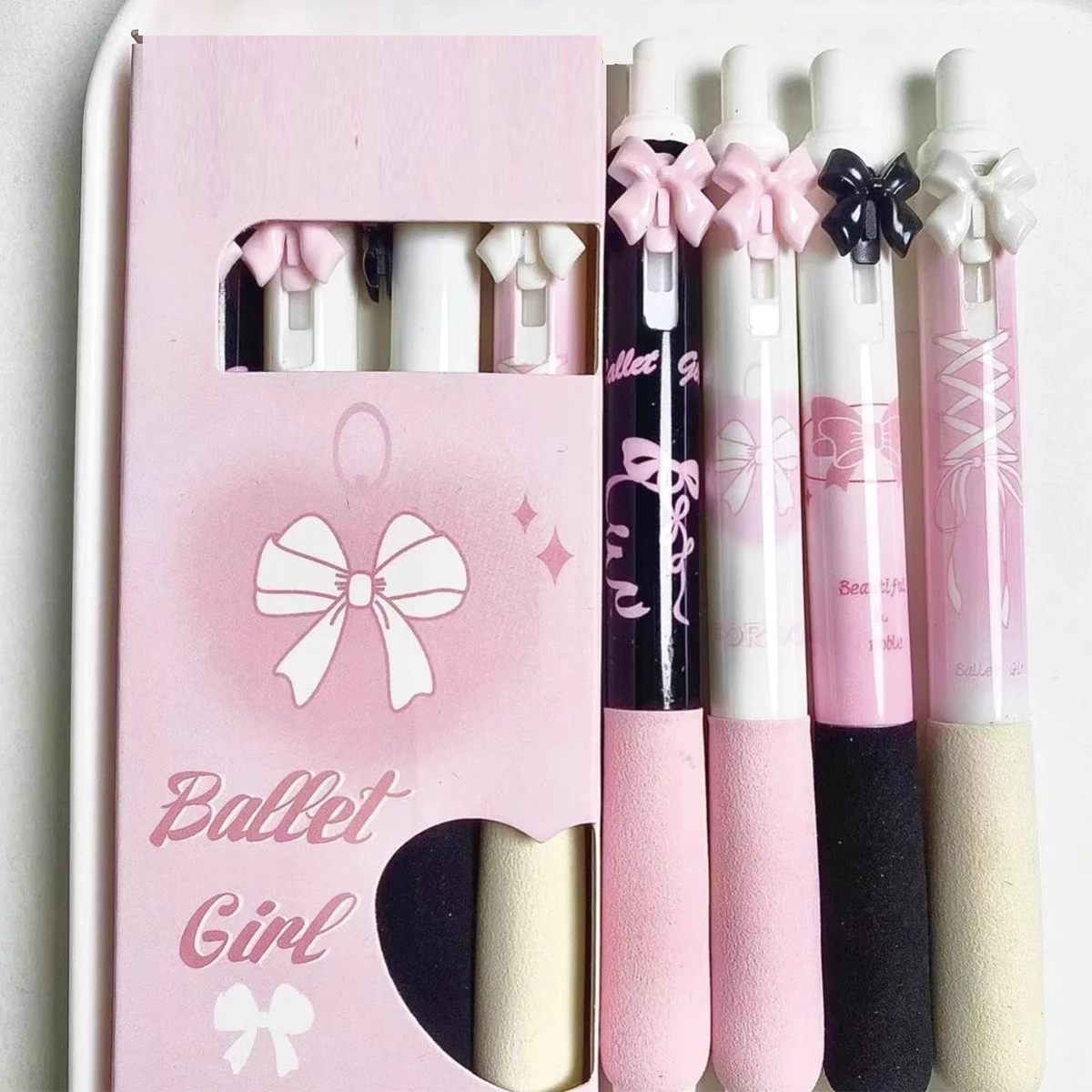 4-Pack Bow Gel Pens, 0.5mm Fine Tip Retractable Ballpoint Pens, Quick-Drying Ink, Smooth Writing for Journaling & Note-Taking