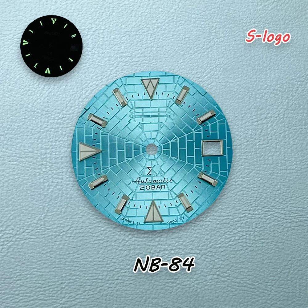 28.5mm S Logo Cobweb NH35 Dial Sunray Dial Fit NH36/4R/7S Movement Green Luminous Watch Modification Accessories Repair tools ﻿