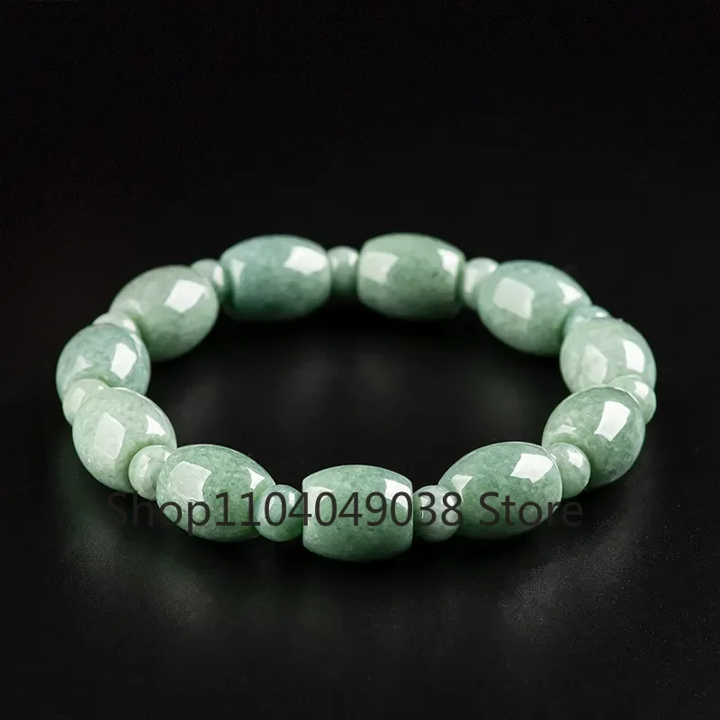 Burmese Jade Bead Bracelets Jewelry Natural Gift Bangle Real Carved Women Vintage Charm Green Talismans Emerald Amulet Jadeite