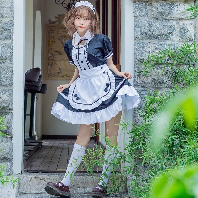 أزياء الهالوين المتقاطعة للرجال والنساء مقاس كبير زي خادمة سيسي أنيمي كوسبلاي فستان لوليتا قوطي حلو #4