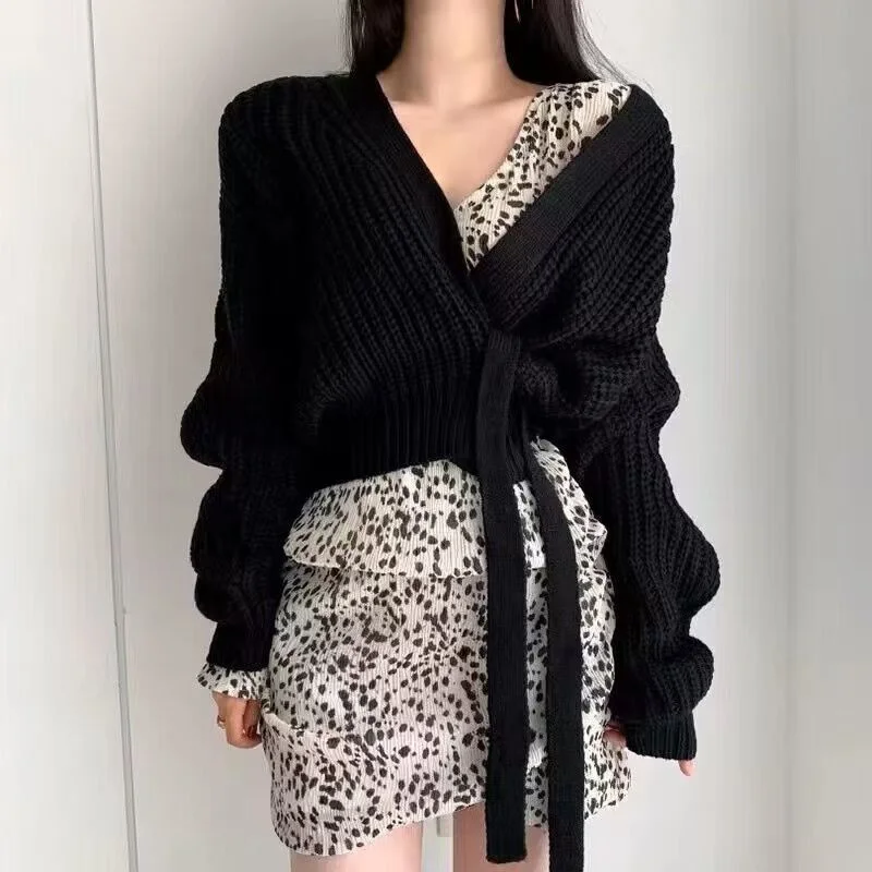 

Женский трикотаж с высокой талией и поясом, топ чайного тона, универсальный, нежный, осень-зима, Новое поступление, свободный крой для поездок на работу