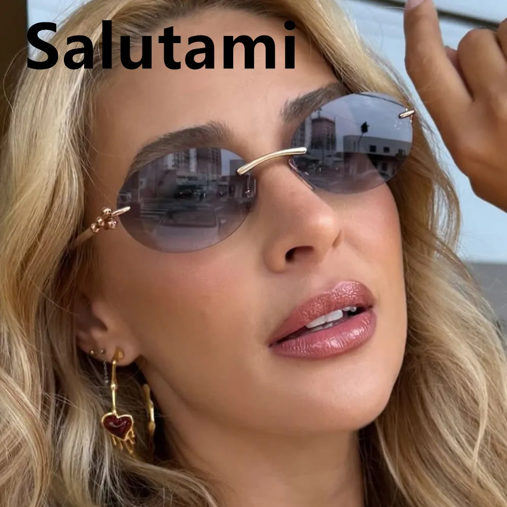 Vintage randlose kleine runde Sonnenbrille für Damen, neue modische elegante Sonnenbrille aus Legierung, Damen-Outdoor-Fahrbrille. – Detail 3