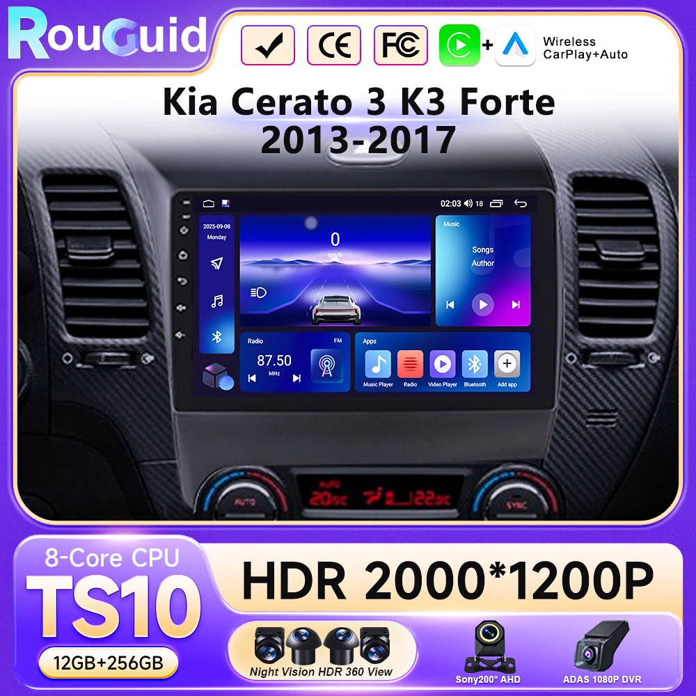 

Автомагнитола Android 16 для Kia Cerato 3 K3 Forte 2013-2018: мультимедийный плеер, навигация GPS, без DVD (2DIN)