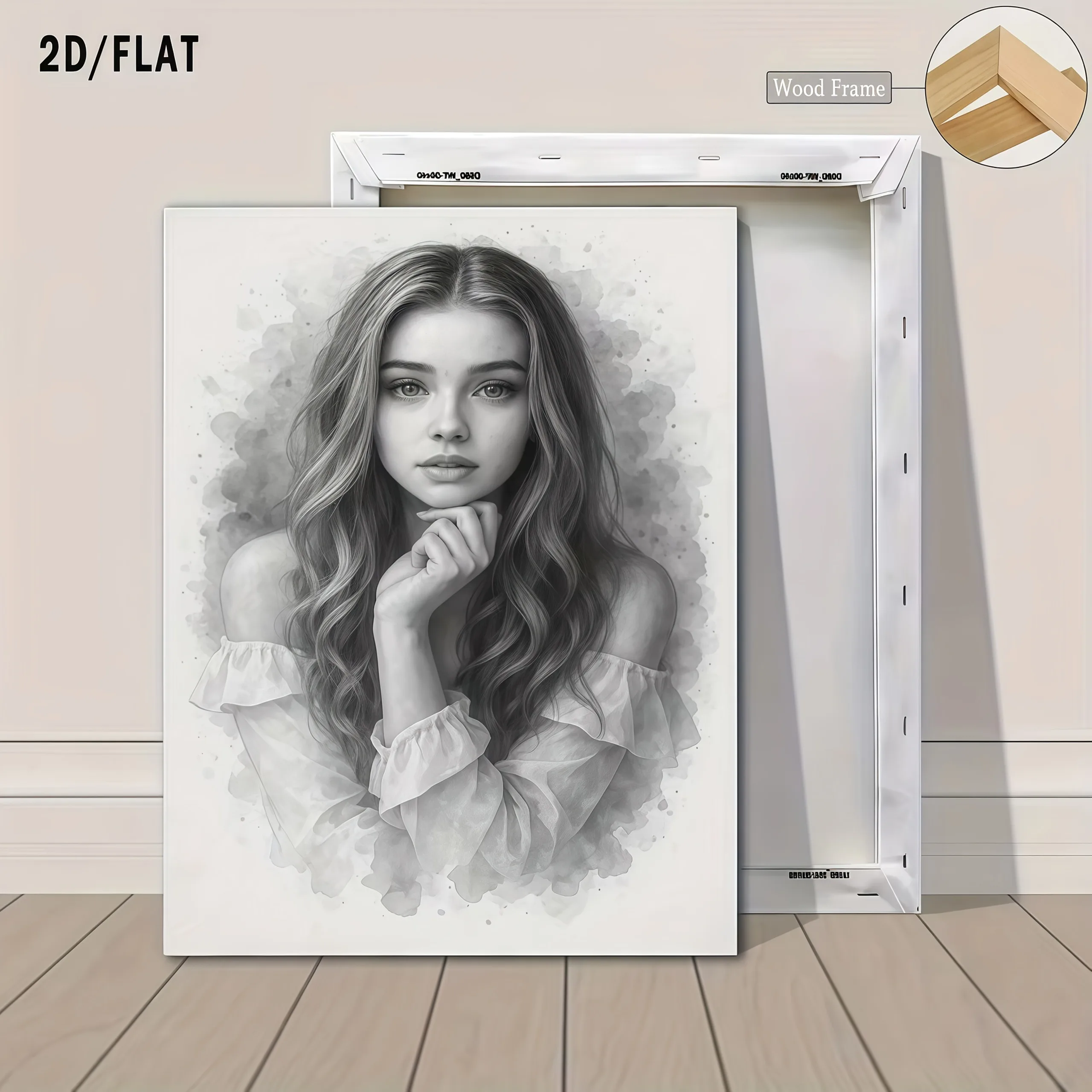 Custom Framed Canvas Wall Art, Personalized Sketch Portrait from Photo, Pencil Drawing Wall Decor for Bedroom Living Room Gift