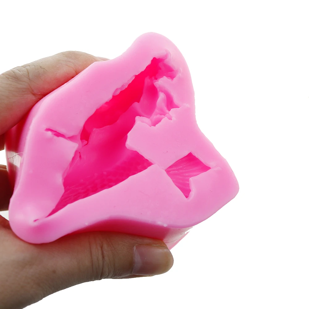 1Pc 155G 3D Soft Silicone Mermaid Molds Pink Sugar Glue Mortar High Temperature Resisance Chocolate Candy Decoration Tools