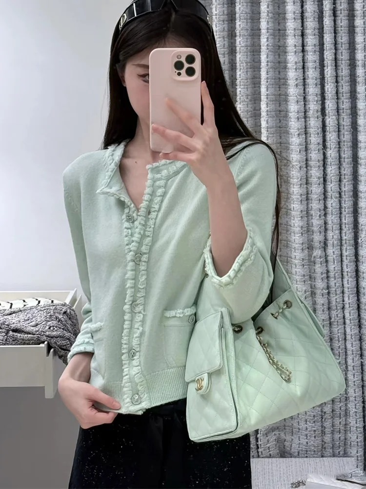 

Eza Nevjrh Ele вязаный открытый кардиган, женский свободный крой, круглый свитер Ne, модный универсальный утягивающий свитер, новинка 2023 года