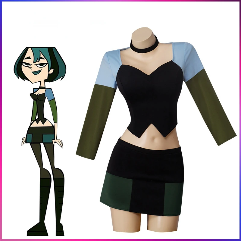 Gwen Total Drama Island Cosplay Costume Halloween Party Uniform Seduction Top and Skirt Suit Woman Anime Role Play Outfit