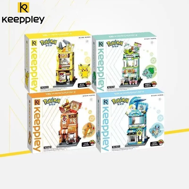 Keepley Building Block Pokémon Series Street View Charmander Street View Puzzle City Toy Splicing Model Desktop Decoration Gift