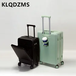 KLQDZMS ABS+PC Cabin Luggage Front Opening Laptop Boarding Case USB Charging Trolley Case 20