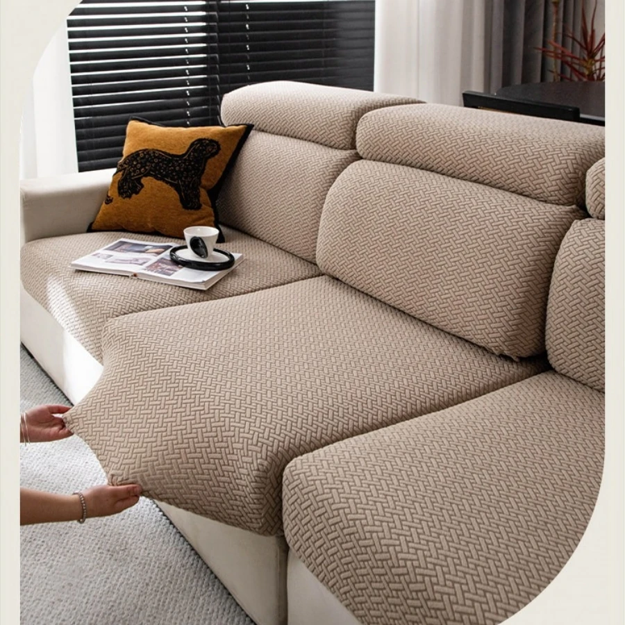 Dehnbarer Polar-Fleece Weicher Sofabezug Elastischer Universeller Sitzbezug für Wohnzimmer 1/2/3/4-Sitzer Möbelschutz – Detail 2
