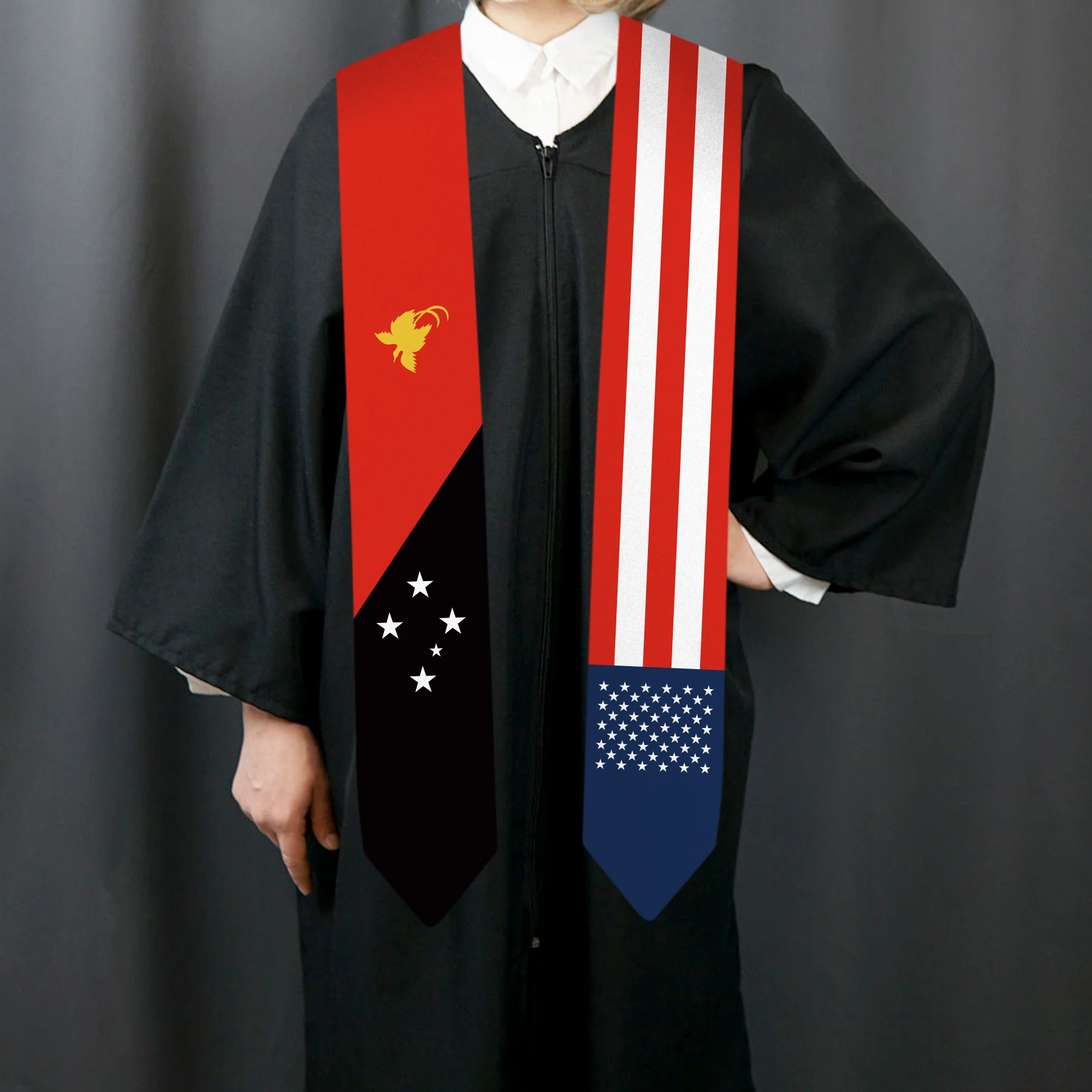 13x180cm USA And Papua New Guinea Flag Graduation Sash Bachelor Gown Accessory Graduation Sash Scarf