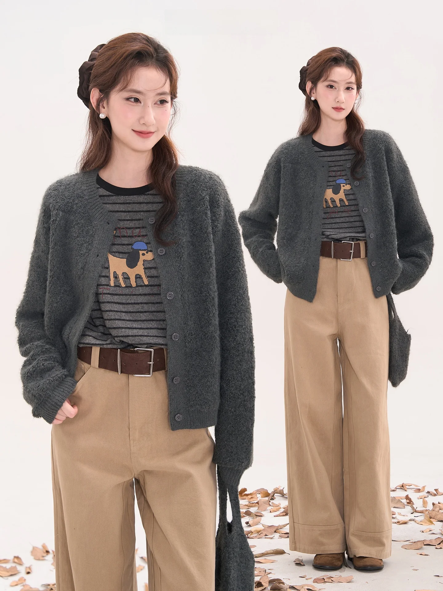 

Heme Women's Thiened Sweater Cardigan Casual Warm Outerwear Autumn Winter Long Sve round Ne Pullover Coat with Buttons