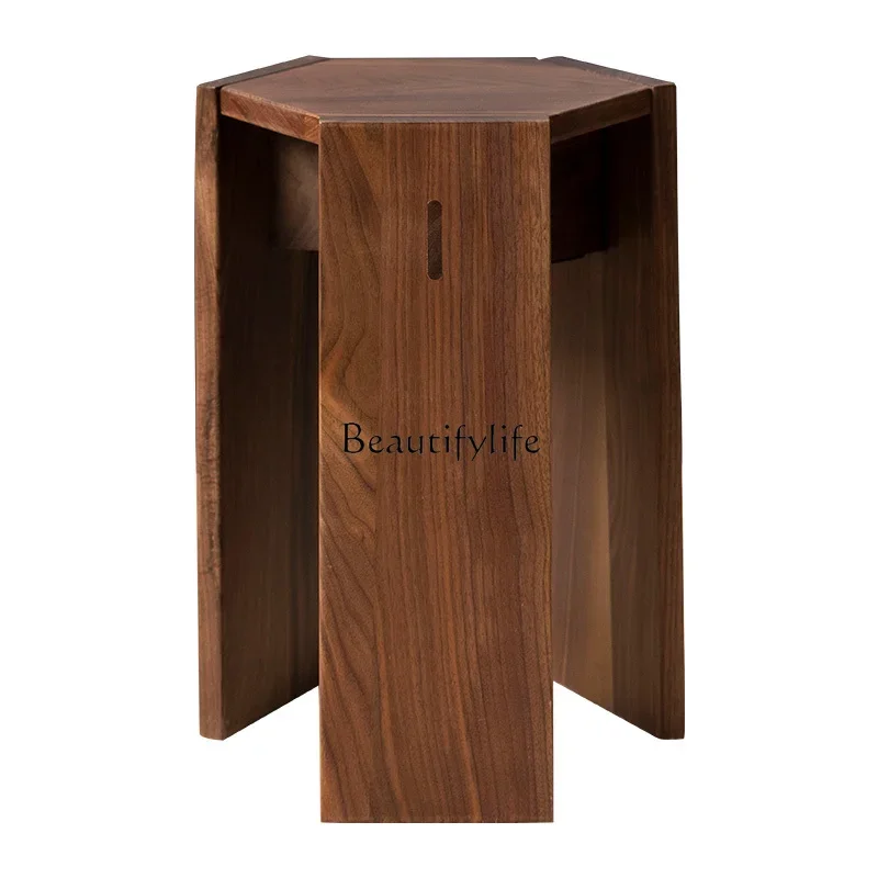 54-All solid wood stools can be stacked with modern minimalist designer spare stools