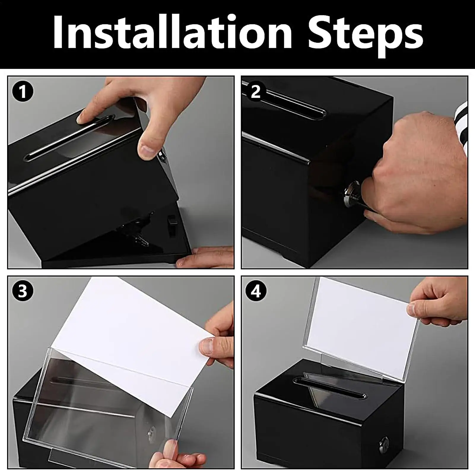 Donation Box With Lock and Sign Holder Suggestion Box Solid Acrylic Donation Box Durable Piggy Bank Charity