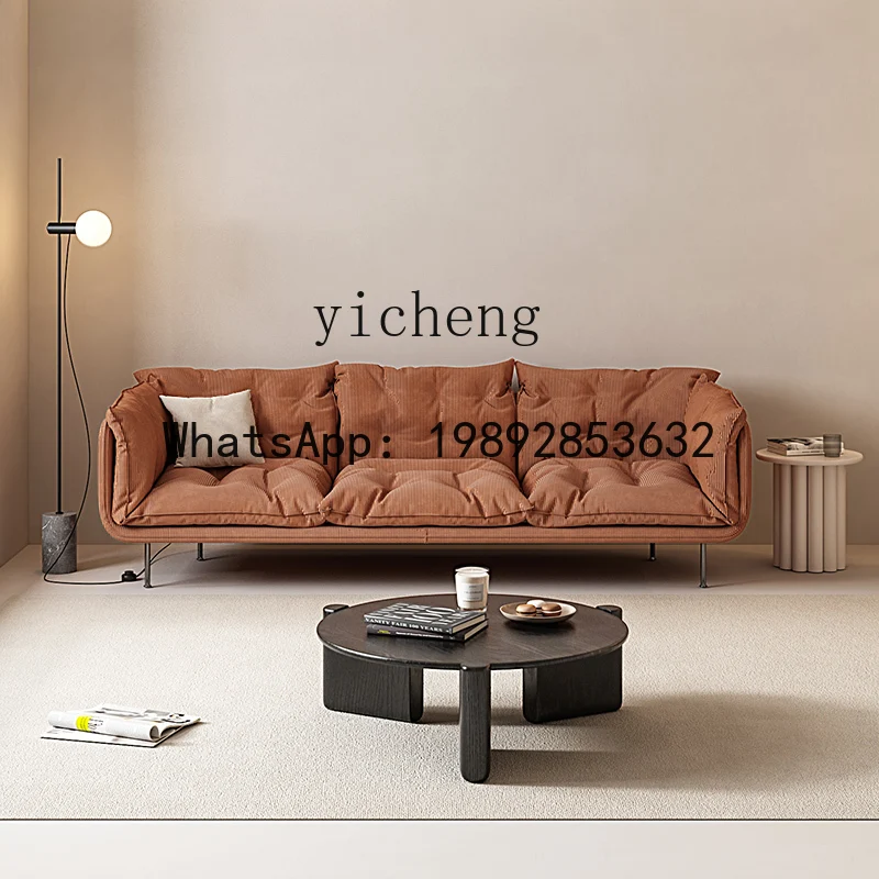 sofa living room furniture Italian minimalist straight row down sofa large sitting depth combination