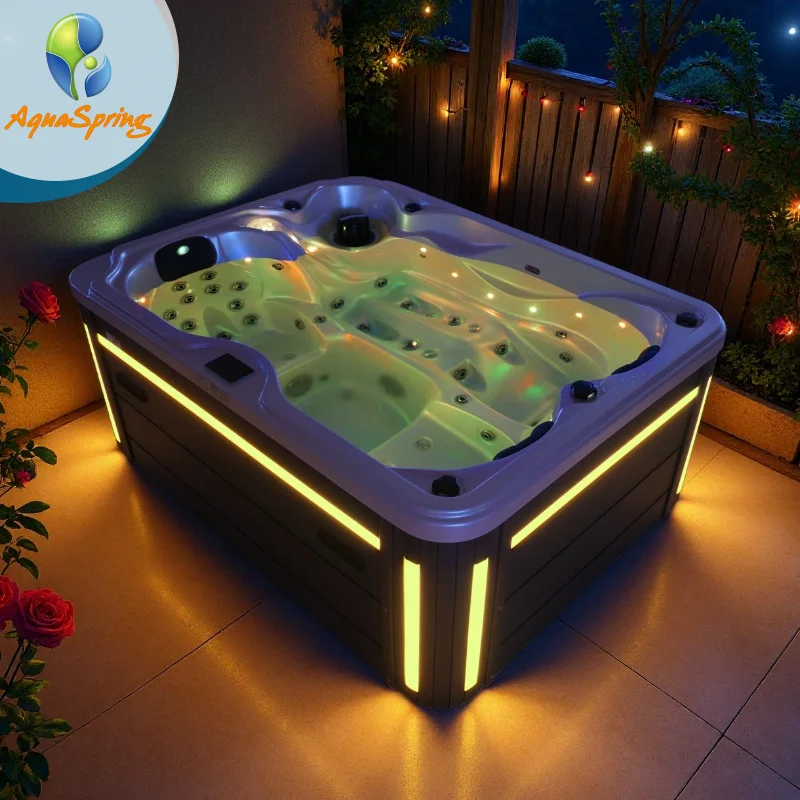 25mm Insulation whirlpool Tub Massage Bathtub for 3 Person Outdoor Hot Tub Jacuzzier Spa with 64 Jets