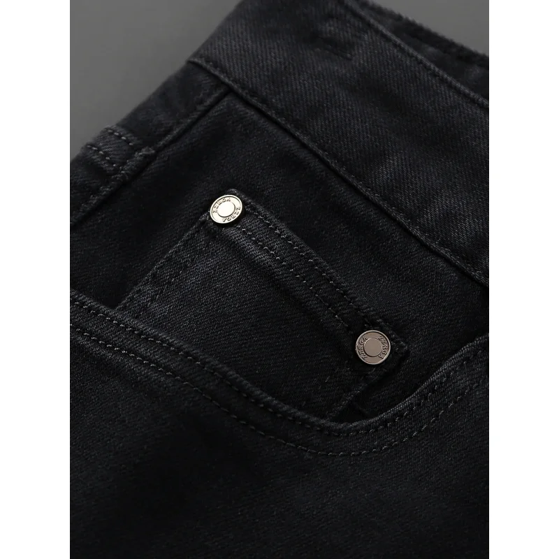Schwarze Herbstjeans für Herren, Stretch, vielseitig, High-End, minimalistisch, lässig, Trend, kleine Hose mit geradem Bein