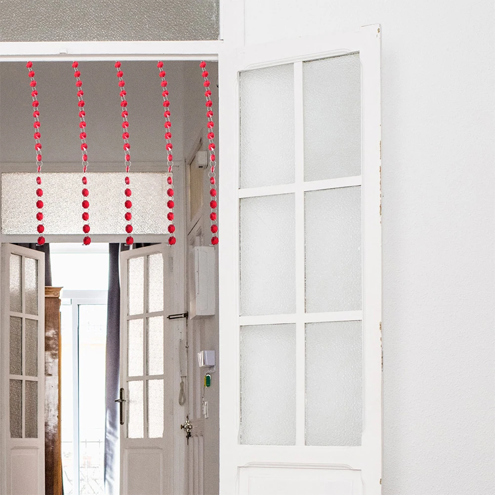 

2Pcs Octagon Beads String Garland Glass Bead Strand Ornament Radiant Shine Distinctive Design DIY Doorway Decoration