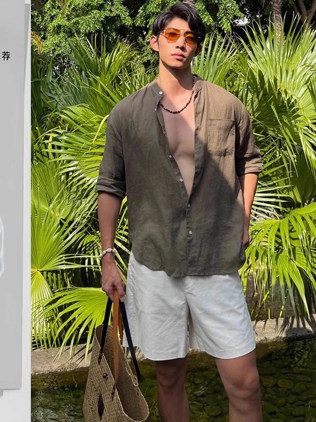 

Men's Linen Set Summer American Style Sun Protection Long Sleeve Shirt Lazy Style Shirt Shorts Holiday One Whole Set