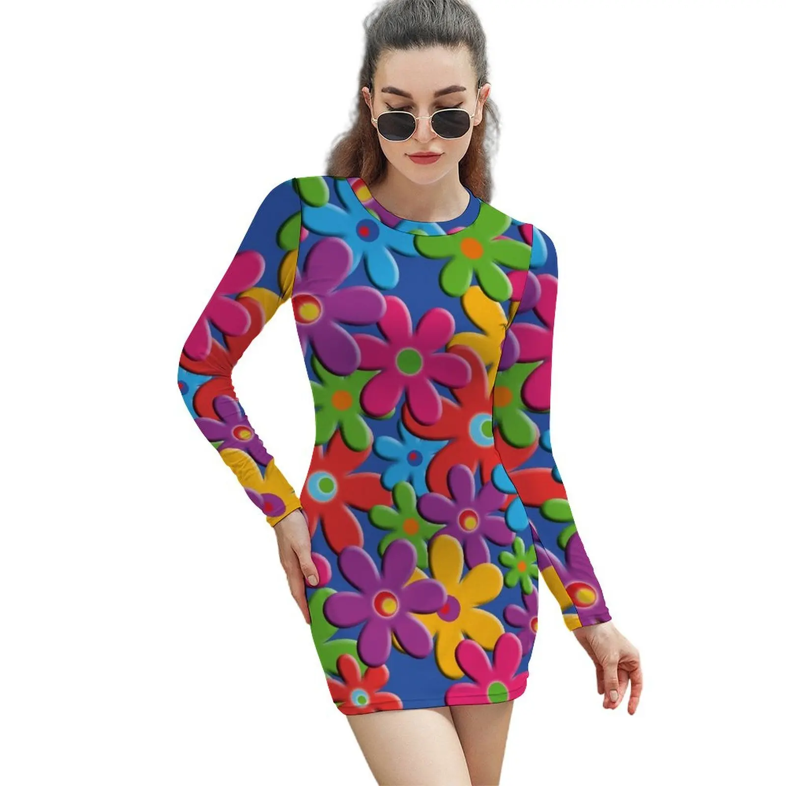 

flower power Long-Sleeved Sheath Dress Dress for girls Woman's evening dress evening woman