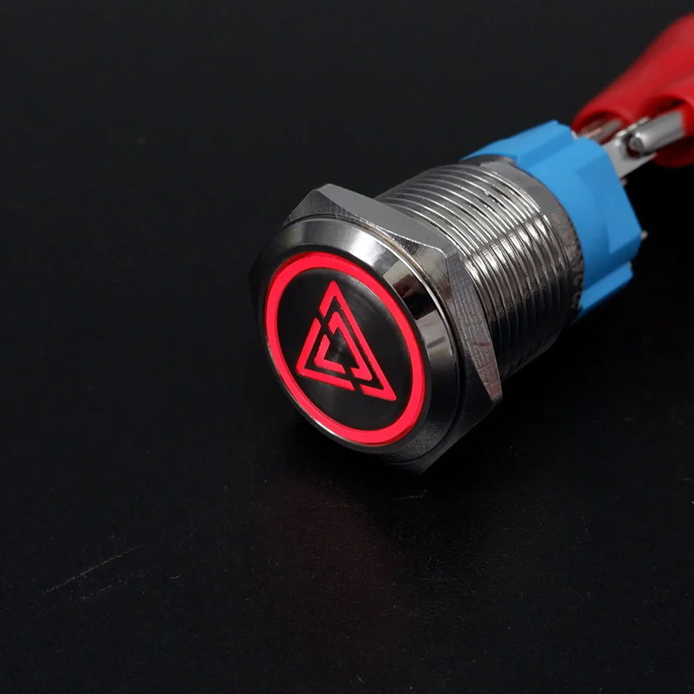 16mm 19mm 22mm Symbols DIY Logo icon Power Metal Push Button Switch LED 12V 24V Momentary Fixed Self-locking For Car PC on off