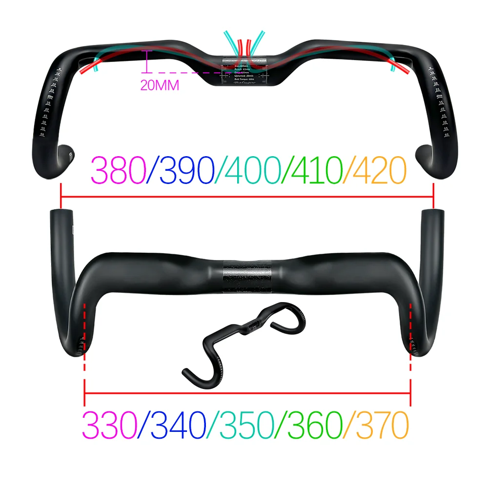 

BALUGOE Carbon Fiber Gravel 20mm Lifting Road Bike Handle UCI Professional Sprint Race Bike Handle Full Internal Cable Routing