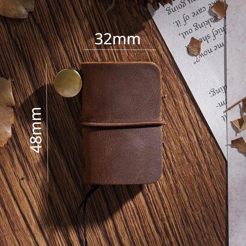 Creative Retro Super Mini Cowhide Notebook Cute Pocket Travel Diary Planner Student Stationery Kid Gift Journal Notebook Pendant