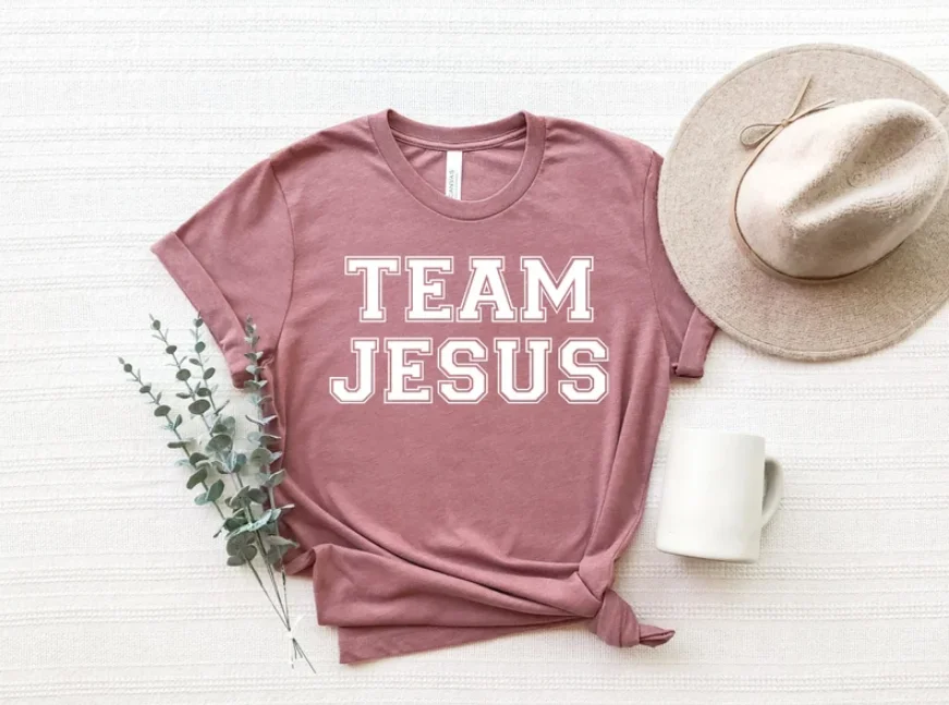 

Team Jesus Christian Faith Religious Shirt Short Sleeve Top Tees O Neck harajuku Streetwear goth y2k 100% cotton Drop Shipping