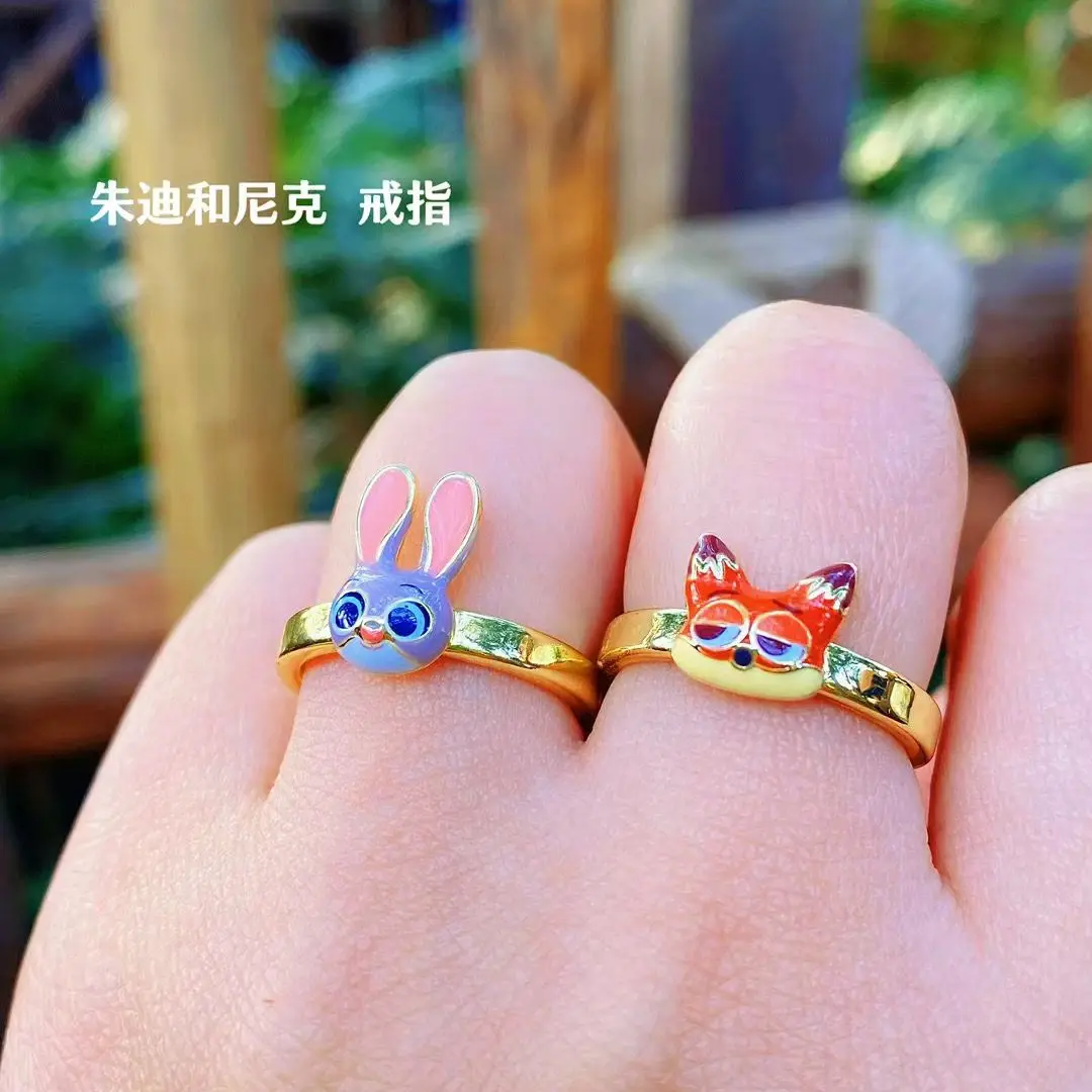 Zootopia Judy Nick Couples Ring Disney Women Rings Anime Cartoon Rings Cute Charm Jewelry Girlfriend Rings Valentine's Day Gifts