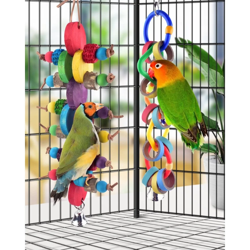 Bird Chew Toys Multicolored Bagel Cascade Bird Parrot Biting Paper Cardboard Olympic Rings Conures Cockatiels Cockatoos Macaws