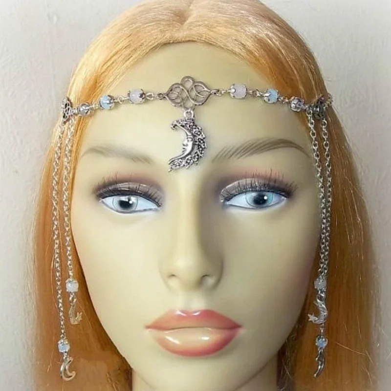 Celtic Moon Headdress Pagan Headpiece Wicca Moon Circlet Moon Goddess  Head Chain