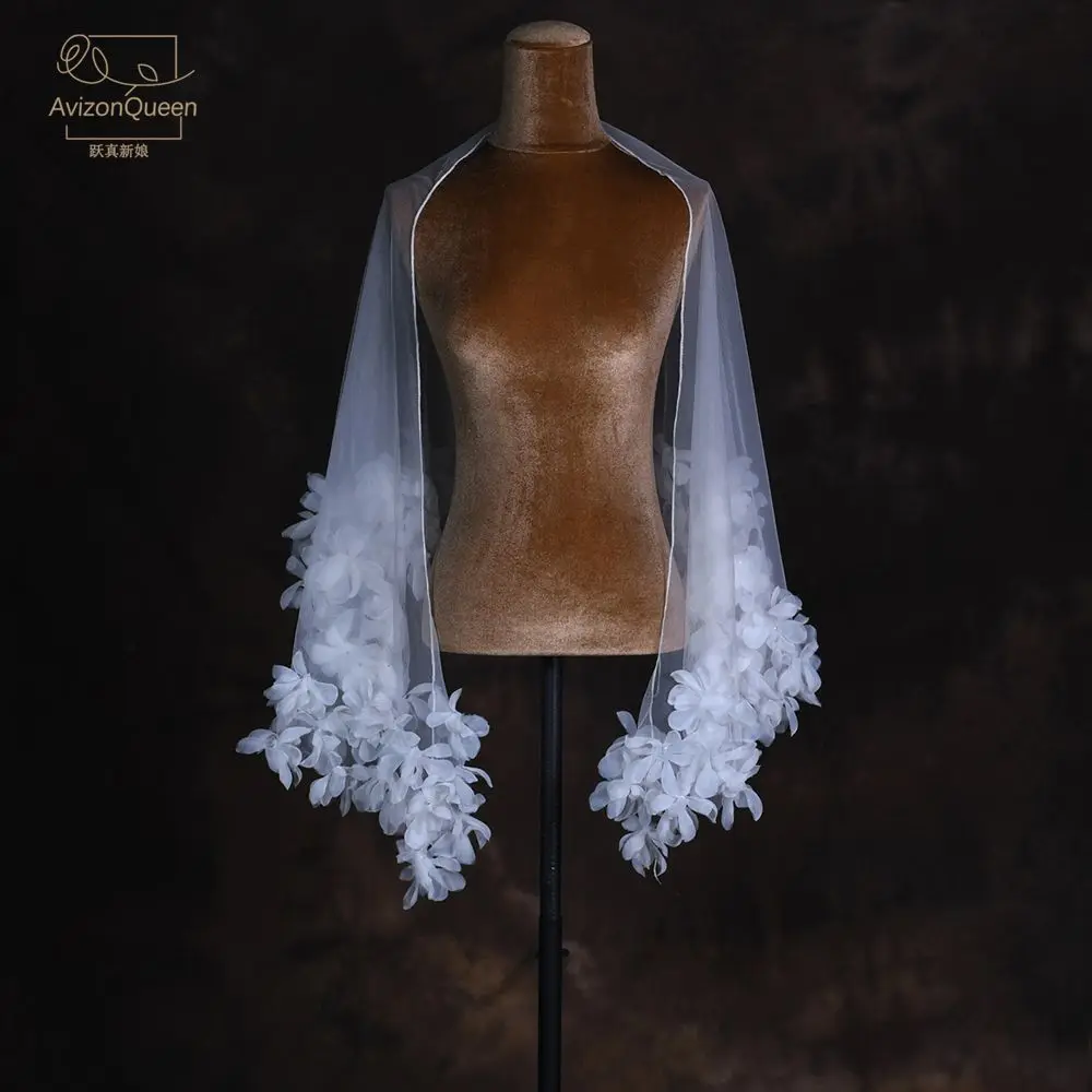 French three-dimensional flower bridal shawl wedding dress photo photo to cover the arms and look thin