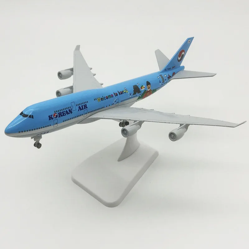 20cm Alloy Metal Korean Air Boeing 747 B747 Airline Welcome to Korea Airplane Model Collectible Gift