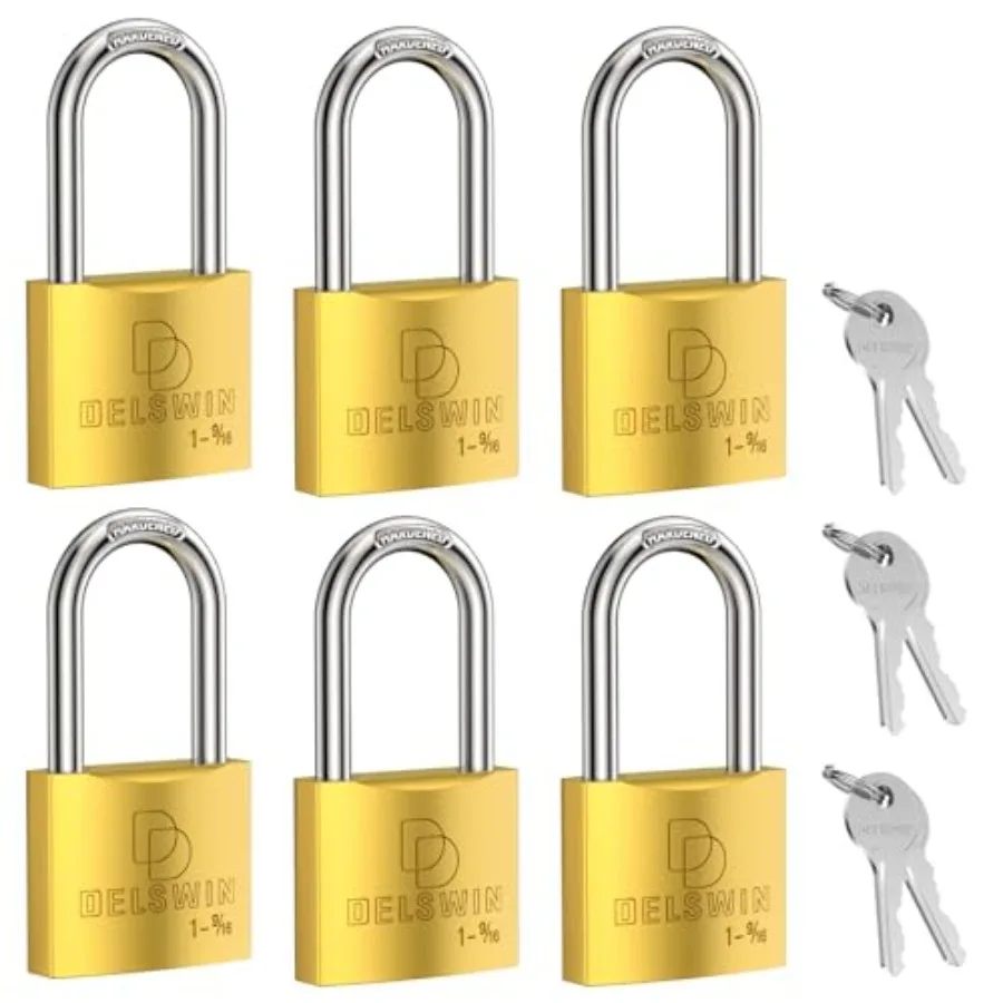 

Weatherproof Padlock with Key Keyed Alike - Heavy Duty Solid Brass Locker Lock with 1-9/16" Long Shackle, Marine Grade Pad Lock