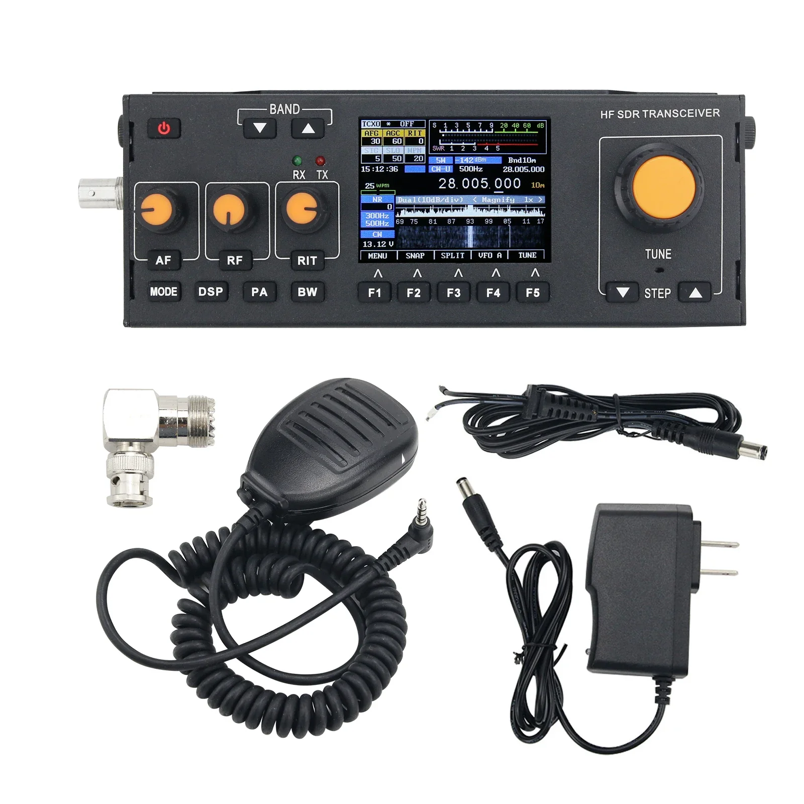 RS-918 15W HF SDR Transceiver MCHF-QRP Transceiver Amateur Shortwave Radio with Handheld Mic Charger