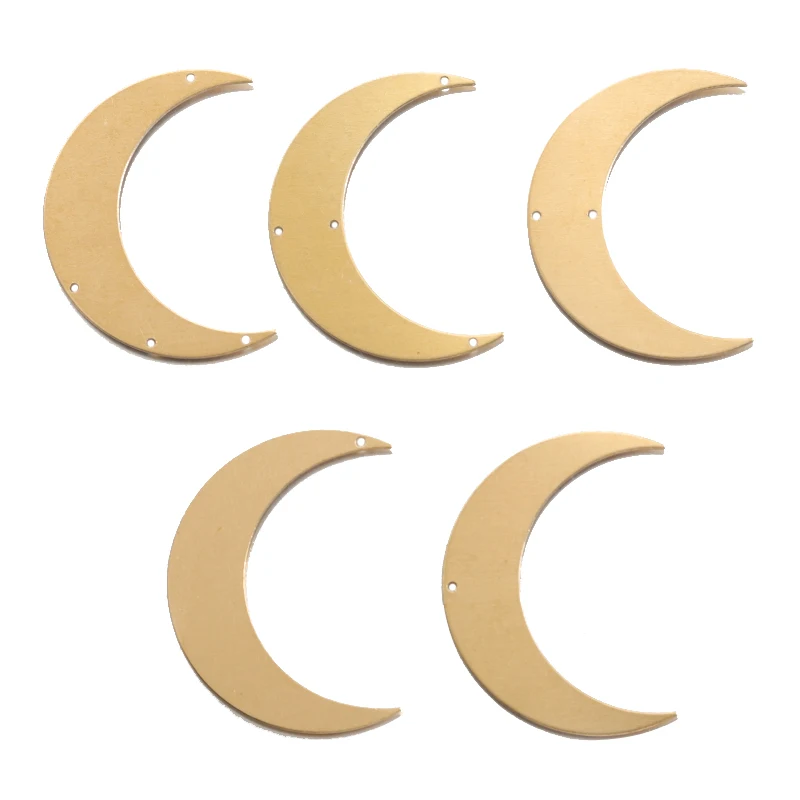 6pcs Raw Brass 34x46mm Large Crescent Moon Connector Pendant Stamping Charms For DIY Earrings Necklace Jewelry Making Crafts