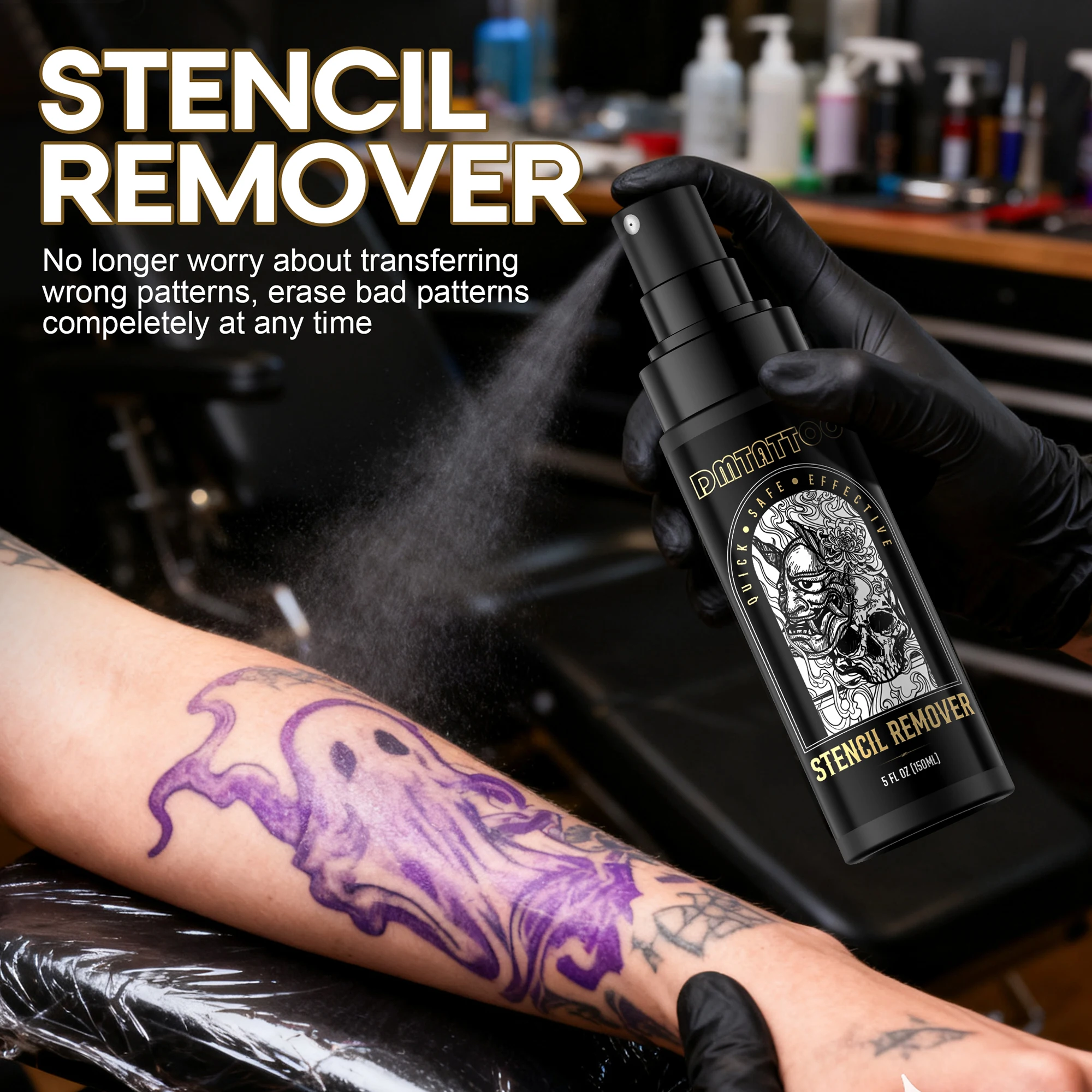 150ML Tattoo Stencil Remover Spray High Quality Natural Ingredients Easy to Remove Tattoo Templates Tattoo Transfer Supplies