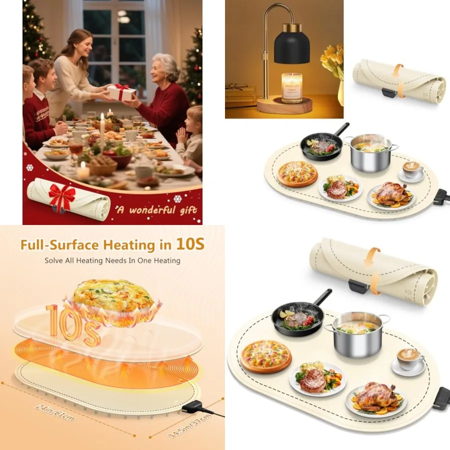 

10S Fast Heating Silicone Food Warmers for Parties Buffet, Candle Warmer Lamp with Dimmer Adjustable Height