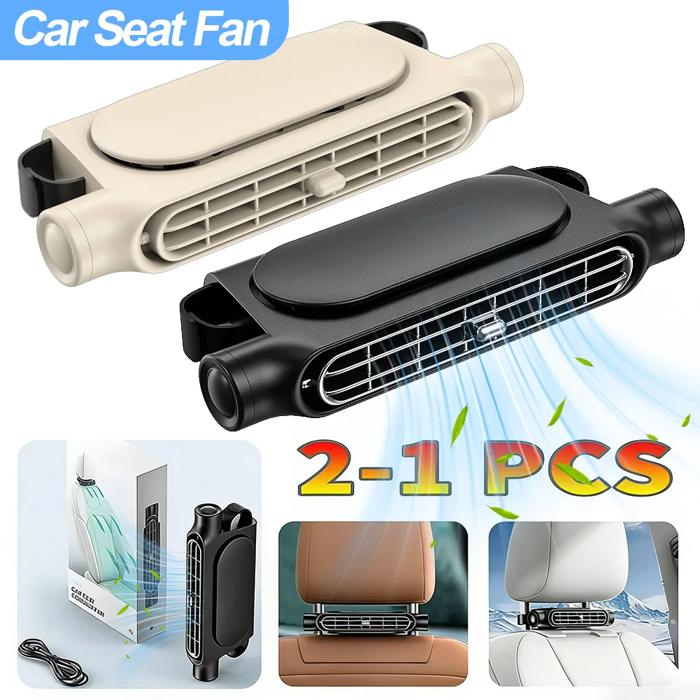 Car Seat Fan Cooling Air Fan 3000mAh Portable Summer Cooling Ventilation Fan for Car Seat Low Noise Adjustable Wind Speed