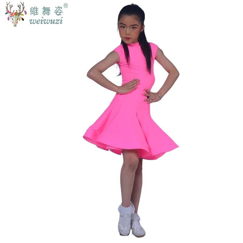 فستان رقص لاتيني احترافي للأطفال للفتيات فساتين رقص قاعة الرقص رومبا تشا تشا سامبا فستان ممارسة الأداء اللاتيني