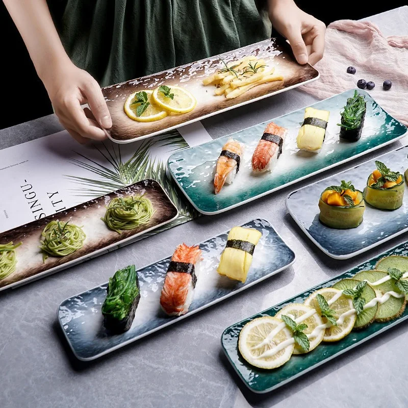 

HYS Sushi Plate Long Plate Dim Sum Plate Creative Snack Western Sashimi Long Japanese Tableware