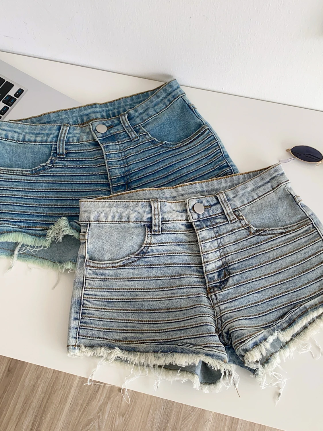 Pantalones vaqueros ort de diseño a rayas de cintura alta para mujer, pantalones calientes adelgazantes con agujeros, pantalones vaqueros sexys para chica Sle