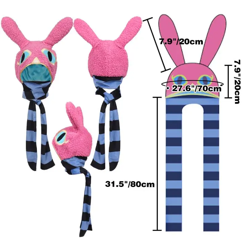 DAZCOS Cute Ravio Rabbit Cosplay Hat Bunny orecchie lunghe cappuccio sciarpa gioco rosa coniglio Cosplay cappello qualità Velvet Breath Wild Hat