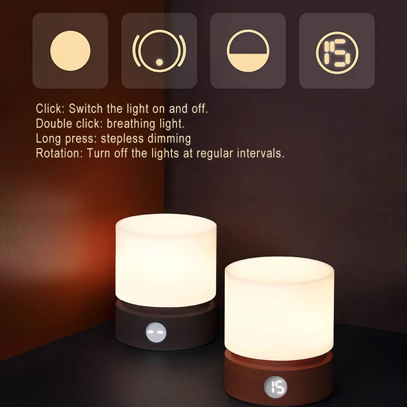 Timing Night Lamp For Bedroom Valentine's Day Night Light With Motion Sensor Desk Decoration Breathing Lamp LED Battery Lamp