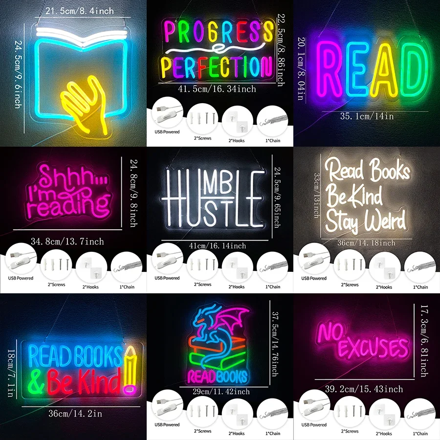LED  Neon Light  for Classroom Bookstore Library Museum Study Room Read Books Be Kind Stay Weird Neon Sign for Wall Decor view 2